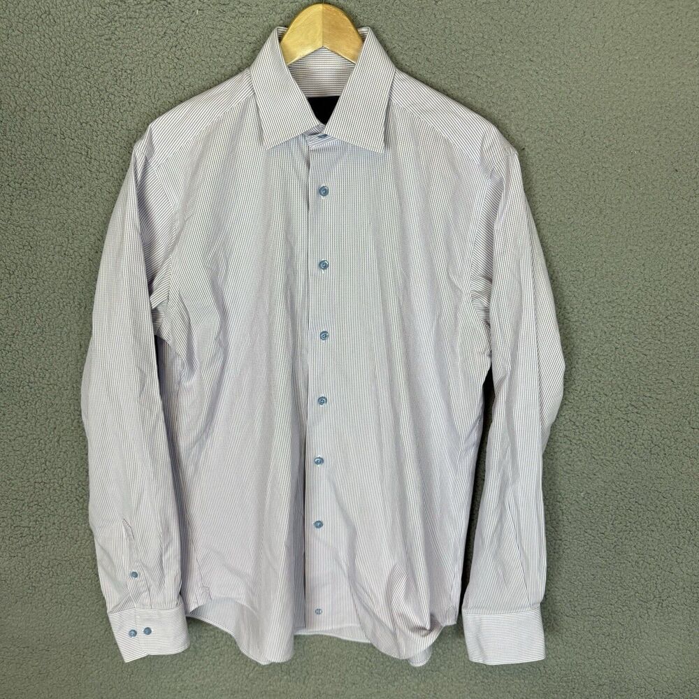 David Donahue Shirt Mens 15.5 34/35 Purple‎ Long Sleeve Button Up Dress